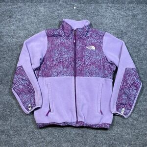 The North Face Girls Purple Dotted‎ Fleece Full Zip Jacket Size Large 14/16